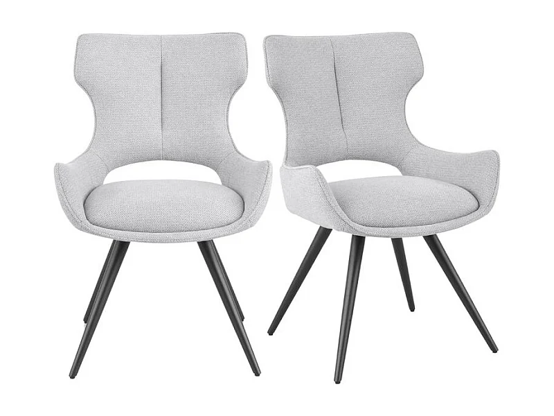 Lot 2 chaises pivotantes 180° tissu gris clair pieds métal – SEVILLE