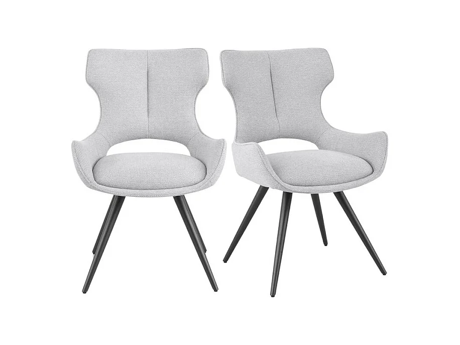 Lot 2 chaises pivotantes 180° tissu gris clair pieds métal – SEVILLE