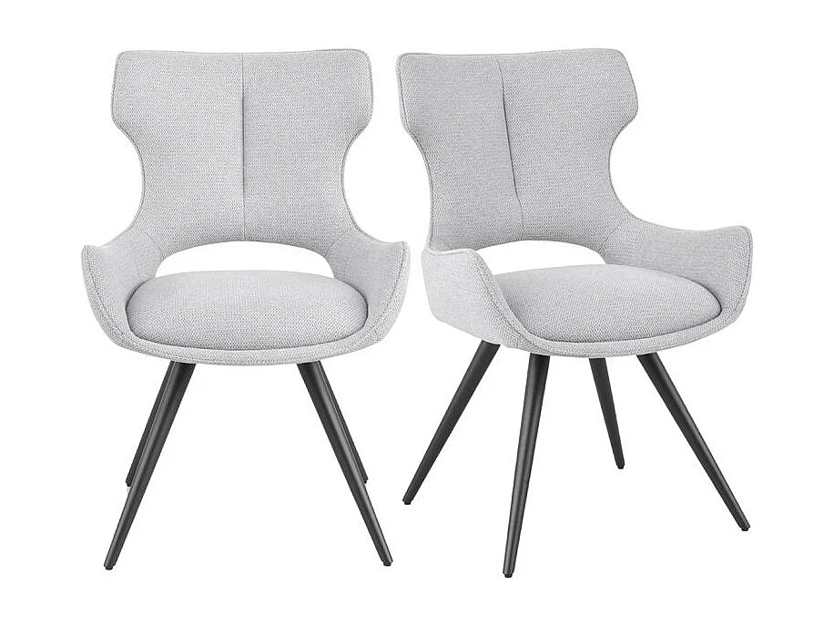 Lot 2 chaises pivotantes 180° tissu gris clair pieds métal – SEVILLE