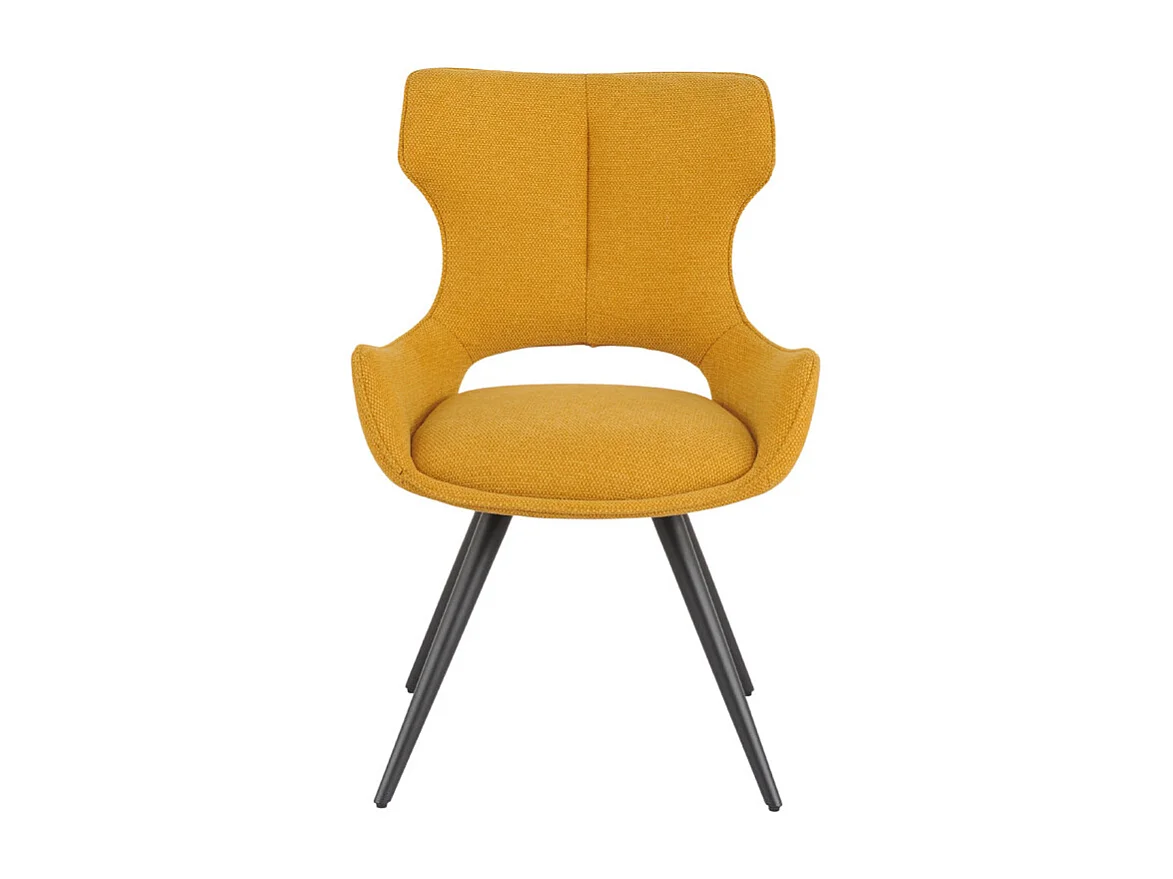 Chaise pivotante 180° en tissu jaune et pieds métal noir – SEVILLE