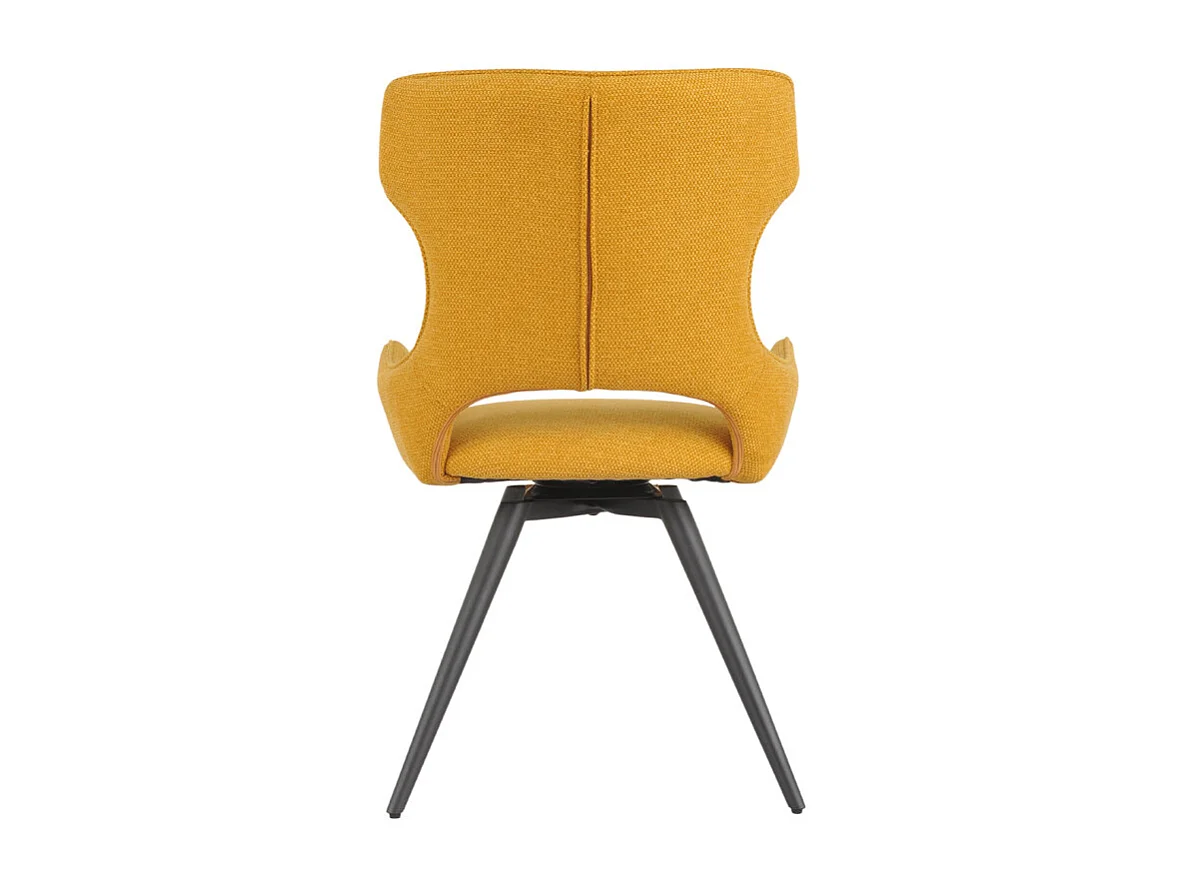 Chaise pivotante 180° en tissu jaune et pieds métal noir – SEVILLE
