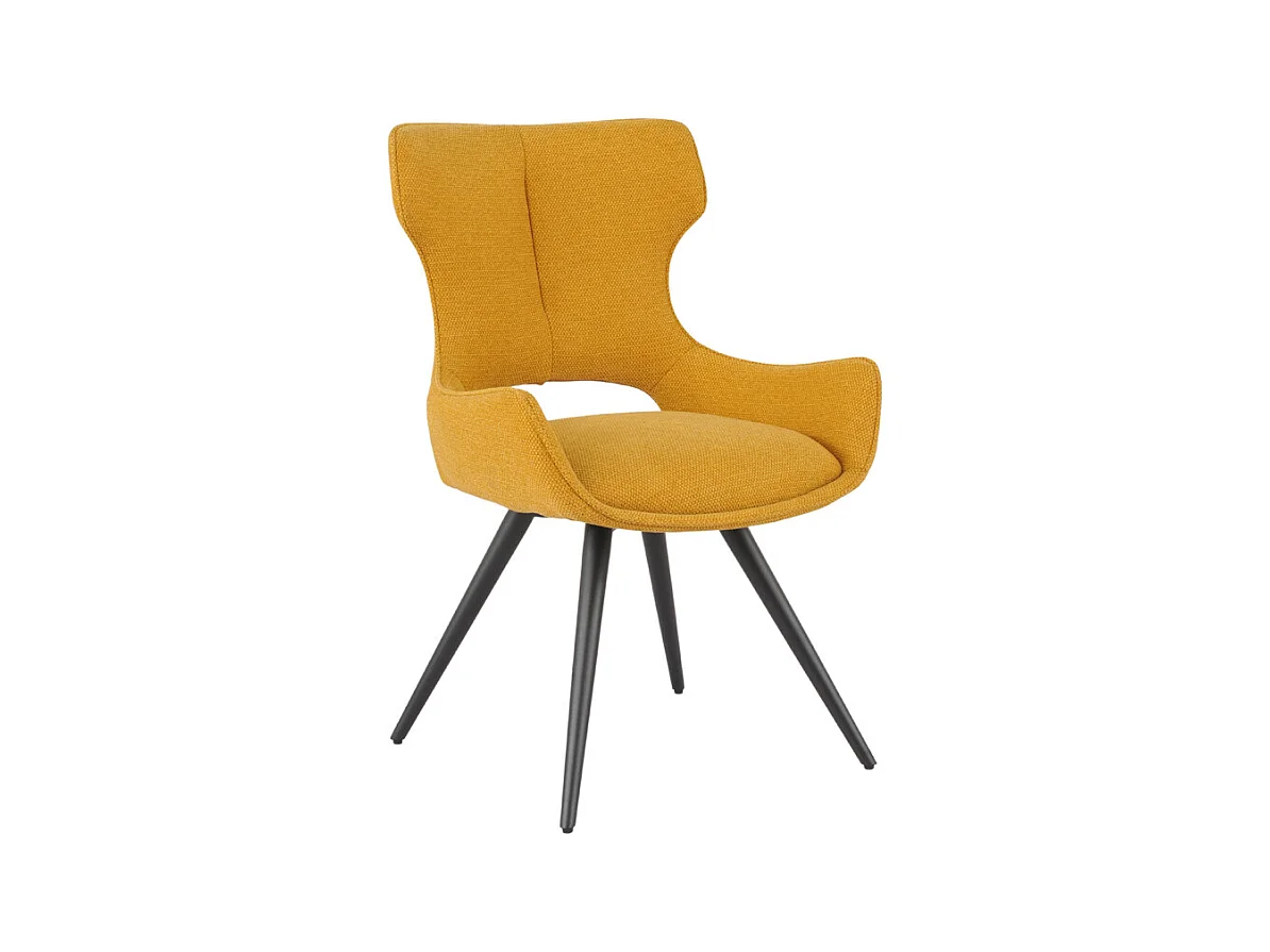 Chaise pivotante 180° en tissu jaune et pieds métal noir – SEVILLE