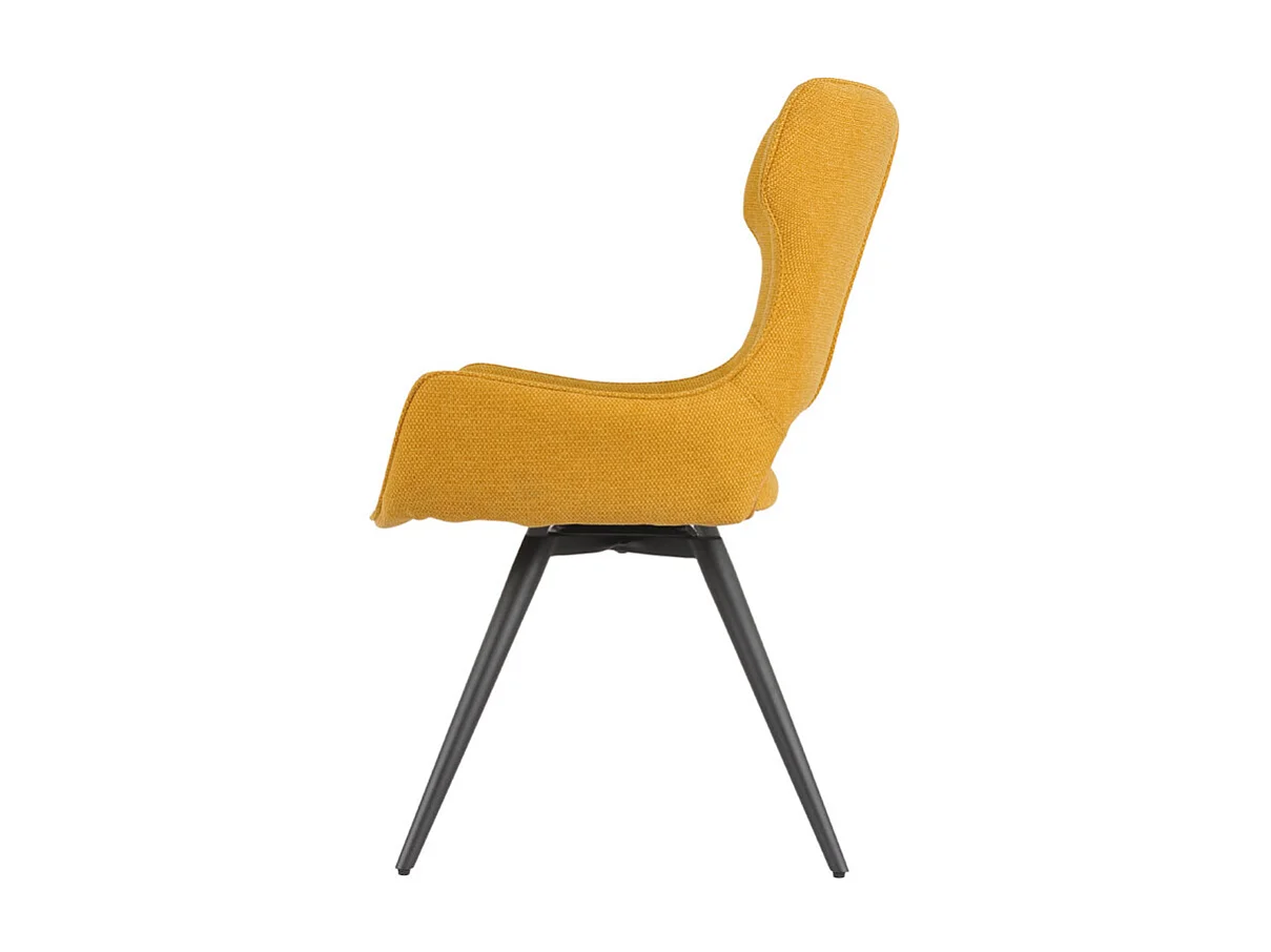 Chaise pivotante 180° en tissu jaune et pieds métal noir – SEVILLE