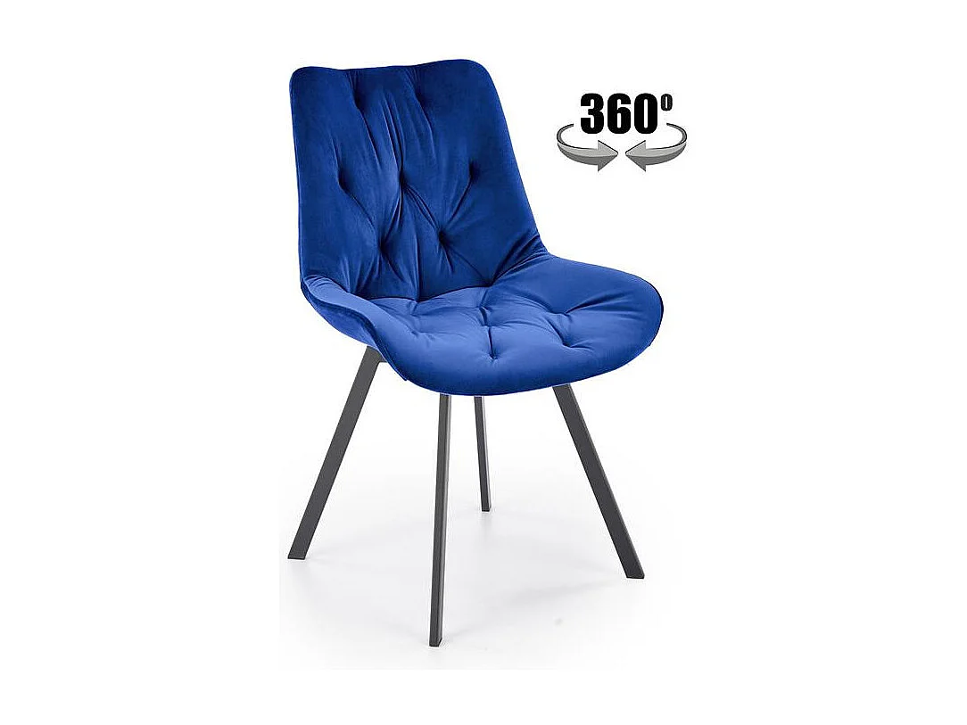 Sedia girevole di design in velluto blu Brino