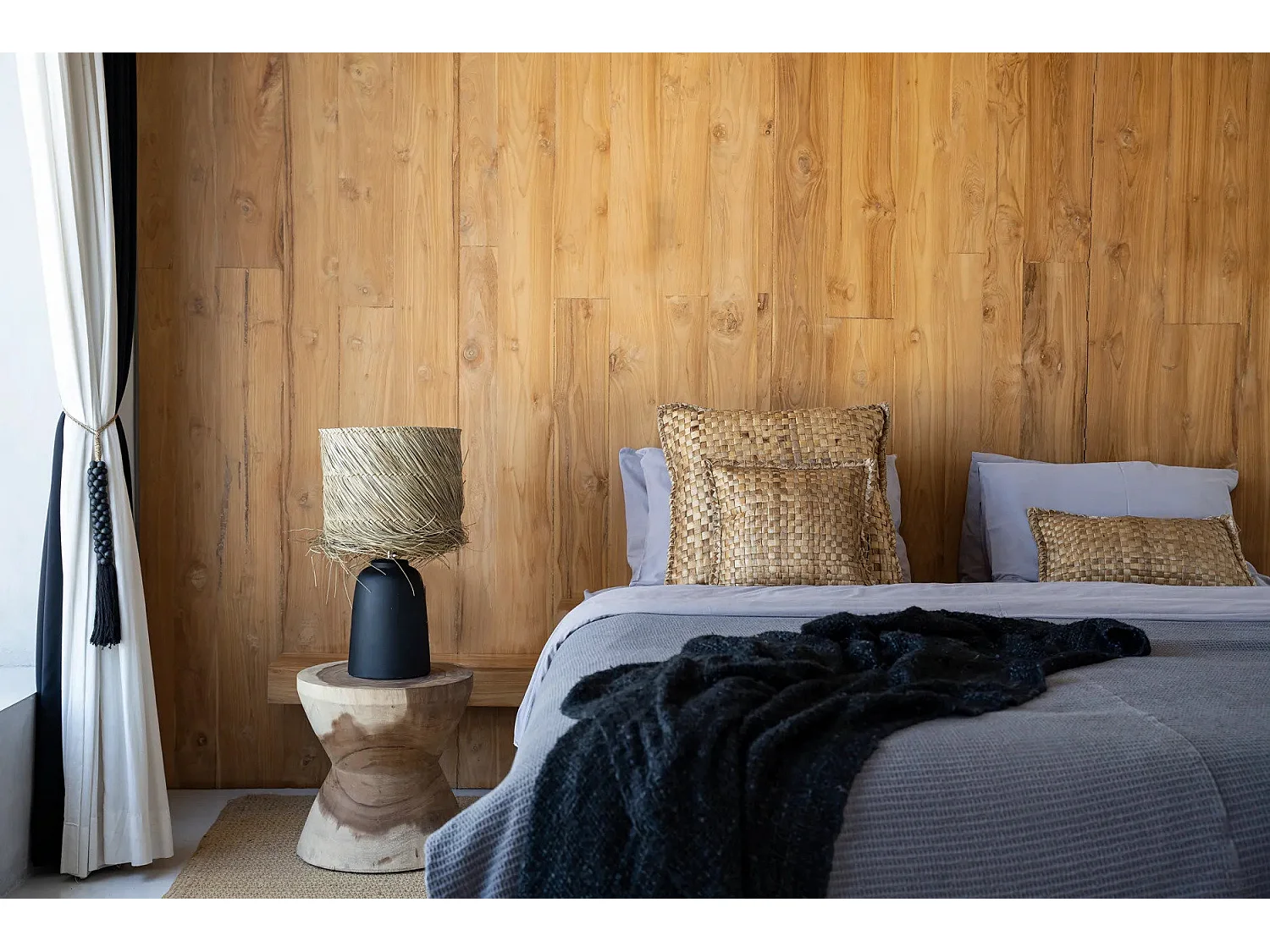 Die Pandan Tischlampe - Schwarz Natur