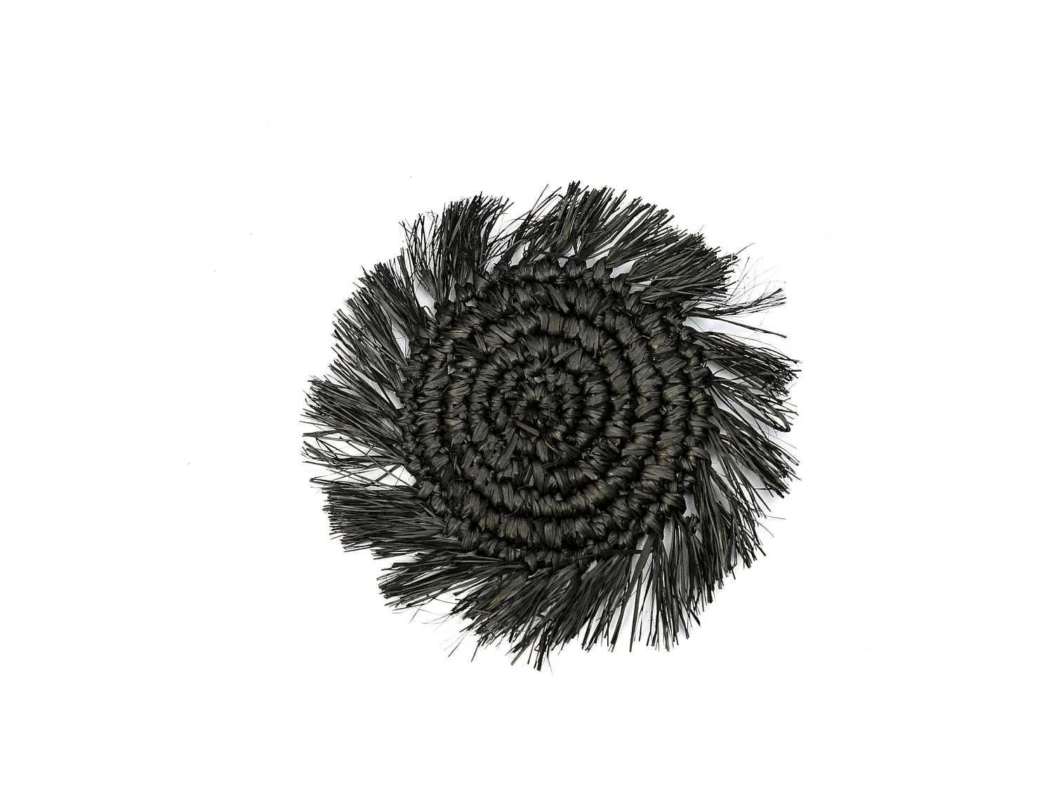 Die Fringe Raffia Untersetzer - Schwarz