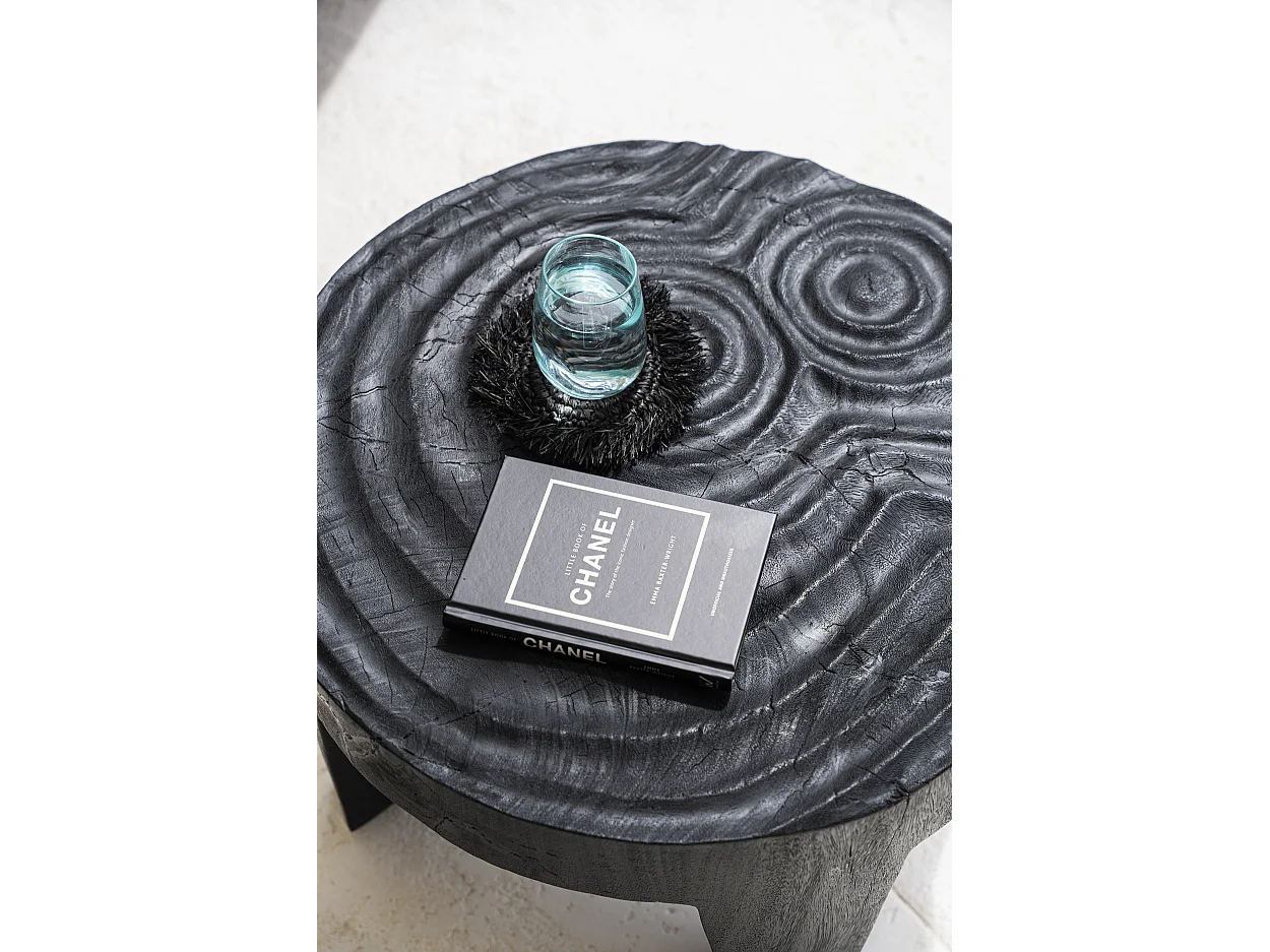 Die Fringe Raffia Untersetzer - Schwarz