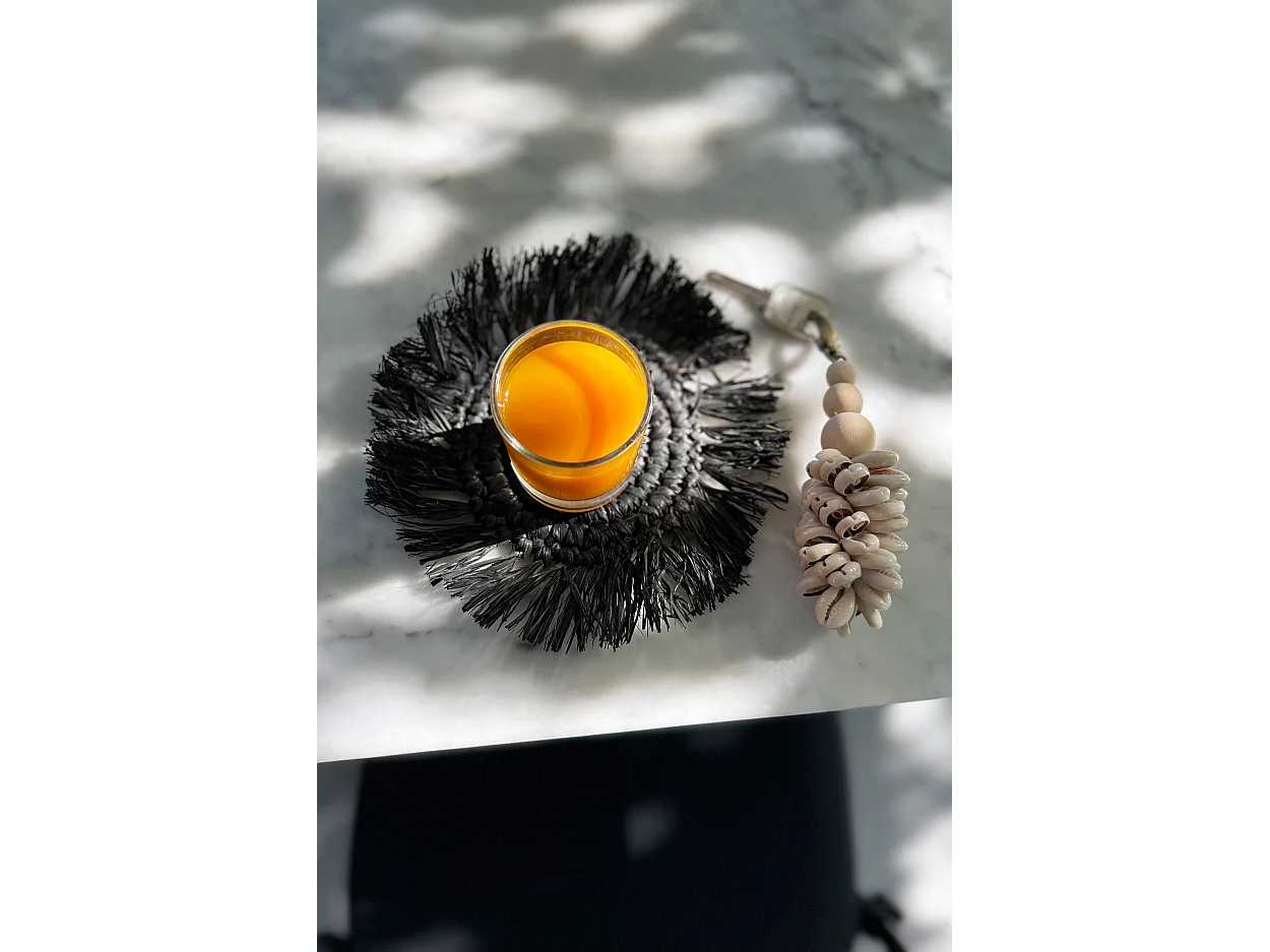 Die Fringe Raffia Untersetzer - Schwarz