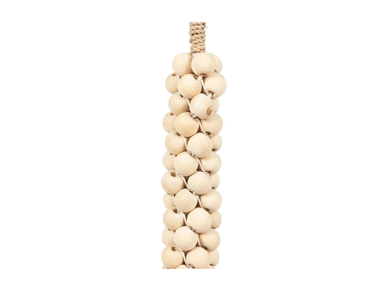 Les Perles en Bois avec Pompon en Coton - Blanc Naturel