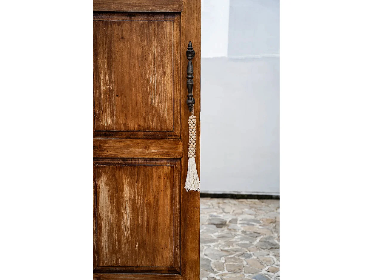 De Houten Kralen Met Katoenen Kwastje - Natuurlijk Wit