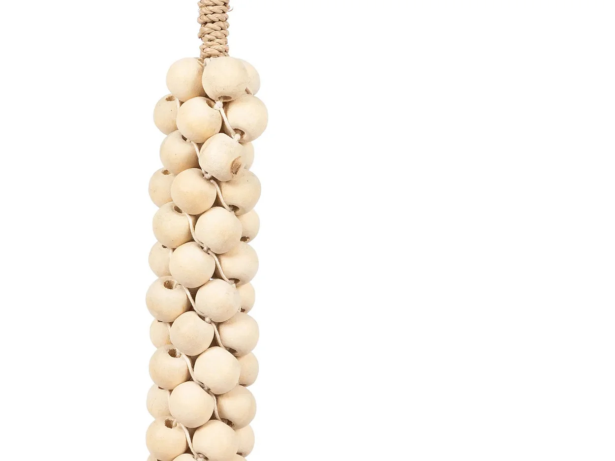 Les Perles En Bois Avec Pompon En Coton - Blanc Naturel
