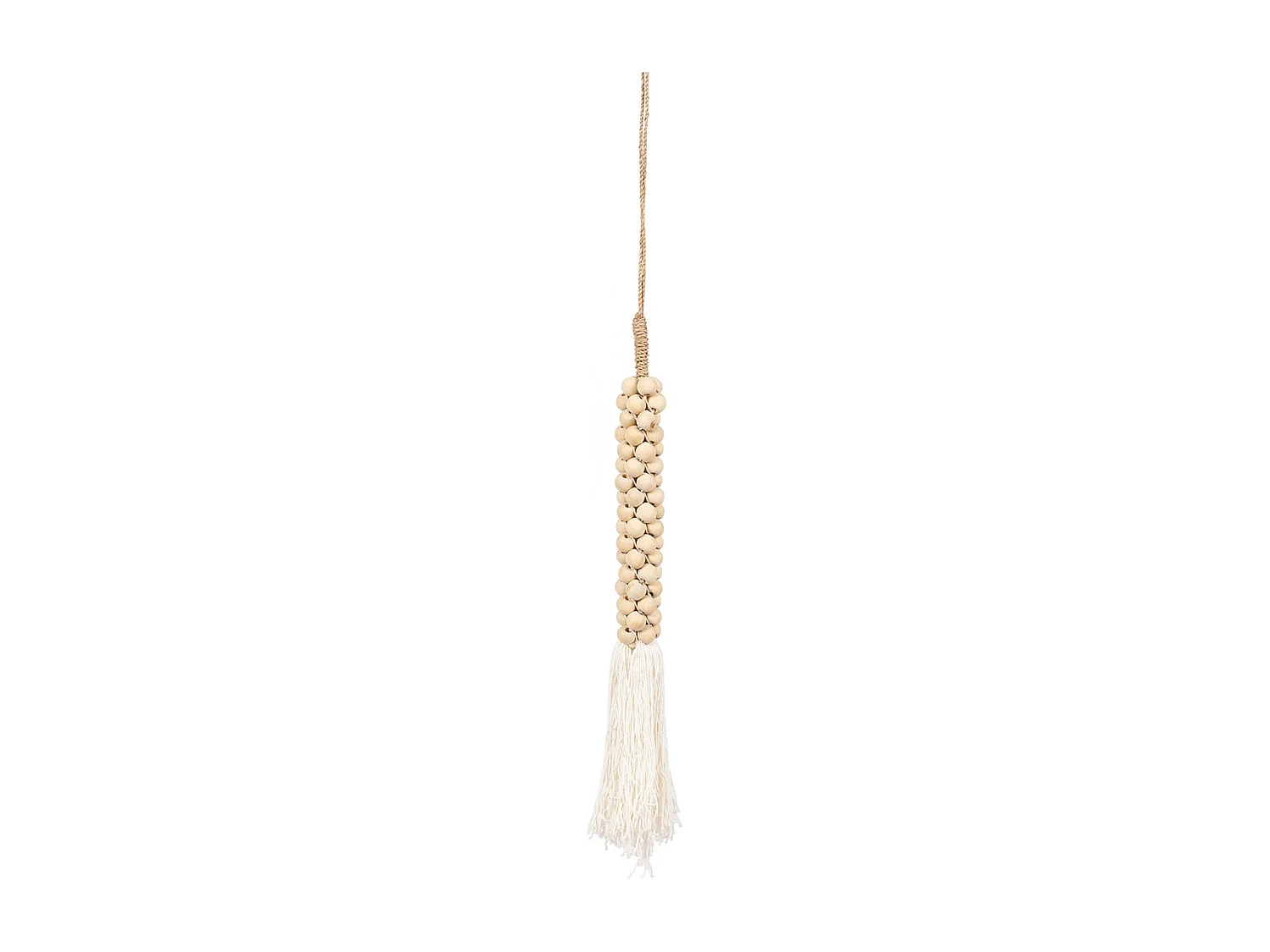 The Wooden Beads with Cotton Tassel - Natural White