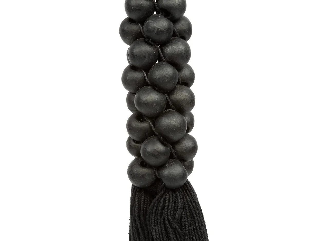 Les Perles en Bois avec Pompon en Coton - Noir