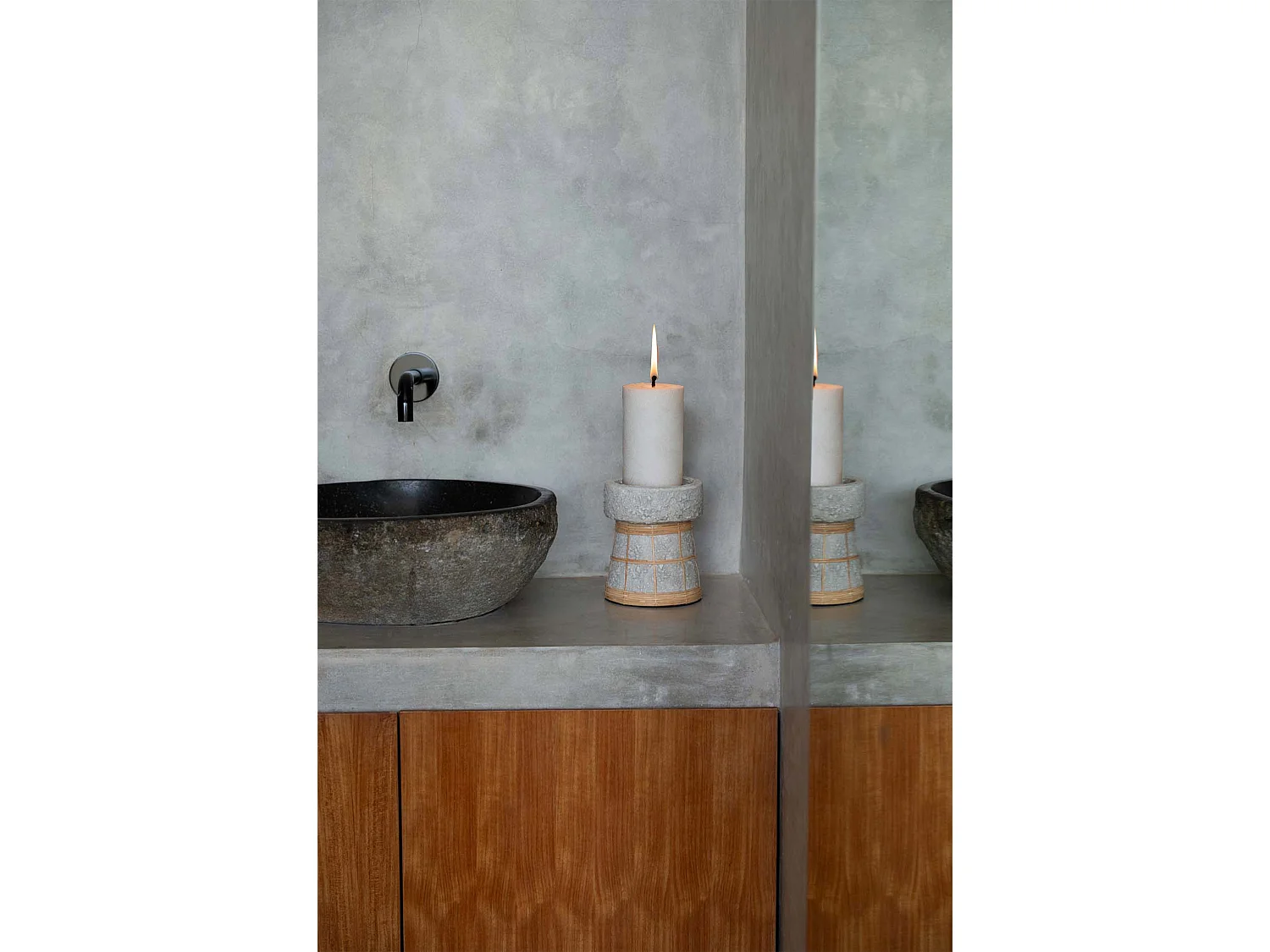 Le Bougeoir Serene - Béton Gris Naturel - M