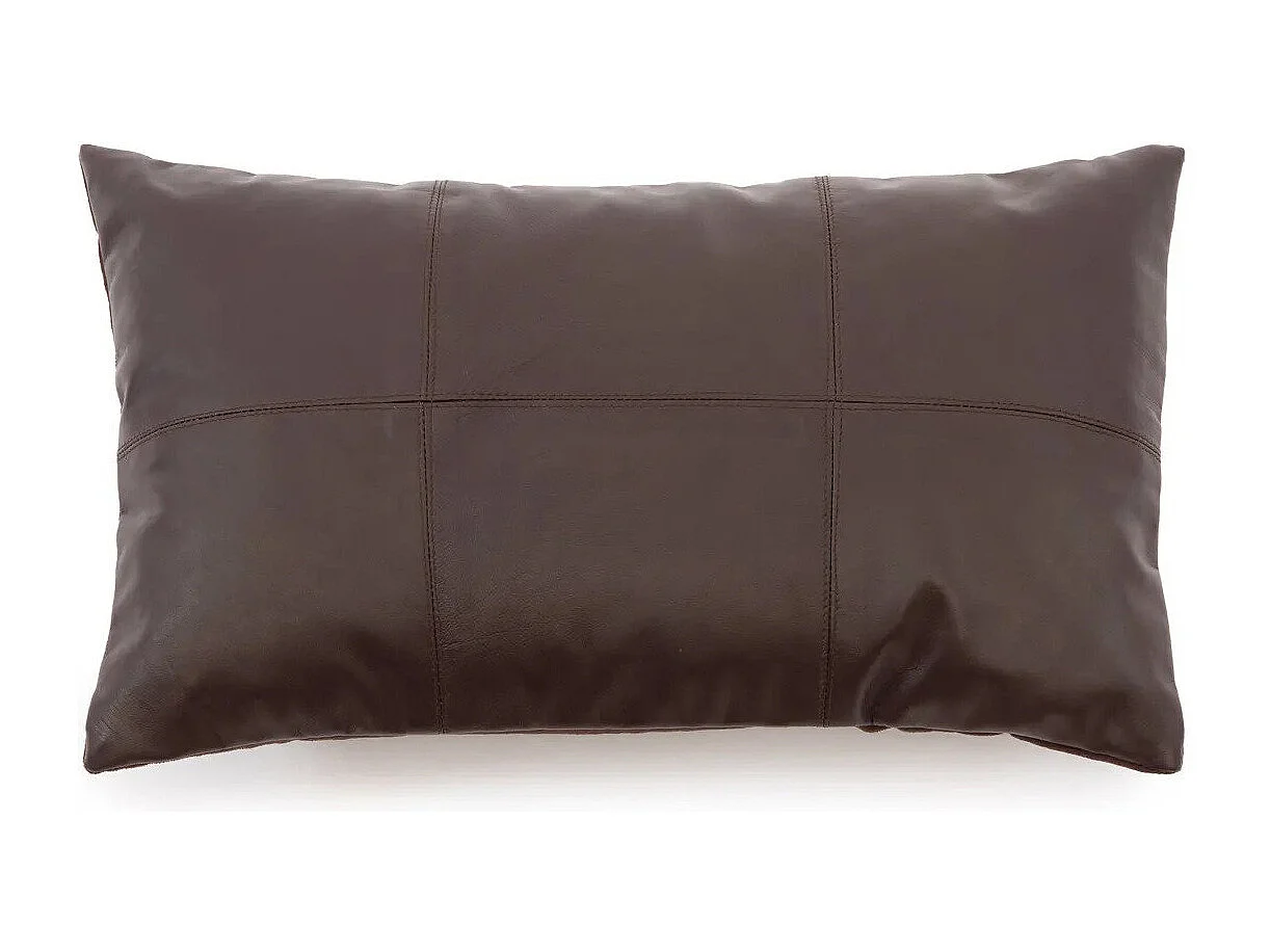 La Housse De Coussin Six Leather Panel - Chocolat - 30x50