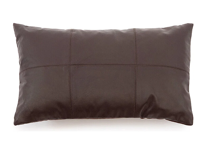 La Housse De Coussin Six Leather Panel - Chocolat - 30x50