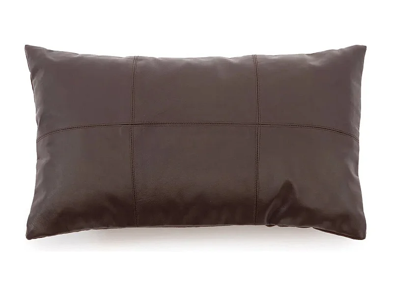 La Housse De Coussin Six Leather Panel - Chocolat - 30x50