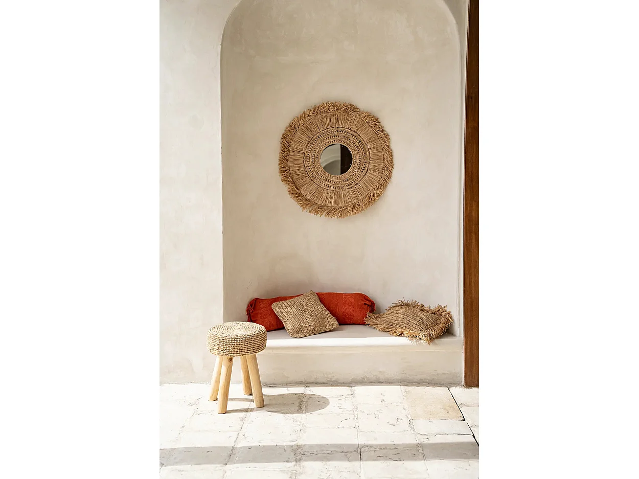 La Housse De Coussin Raffia Flores Carrée - Naturel - 40x40