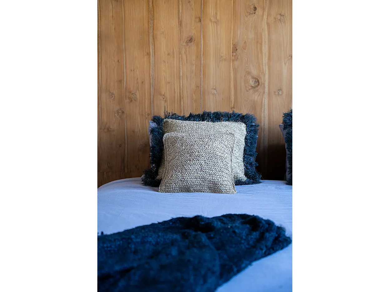 La Housse De Coussin Raffia Flores Carrée - Naturel - 40x40