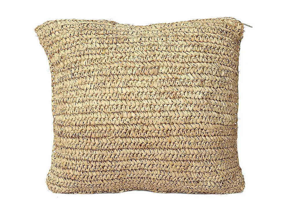 La Funda De Cojín Raffia Flores Cuadrada - Natural - 40x40