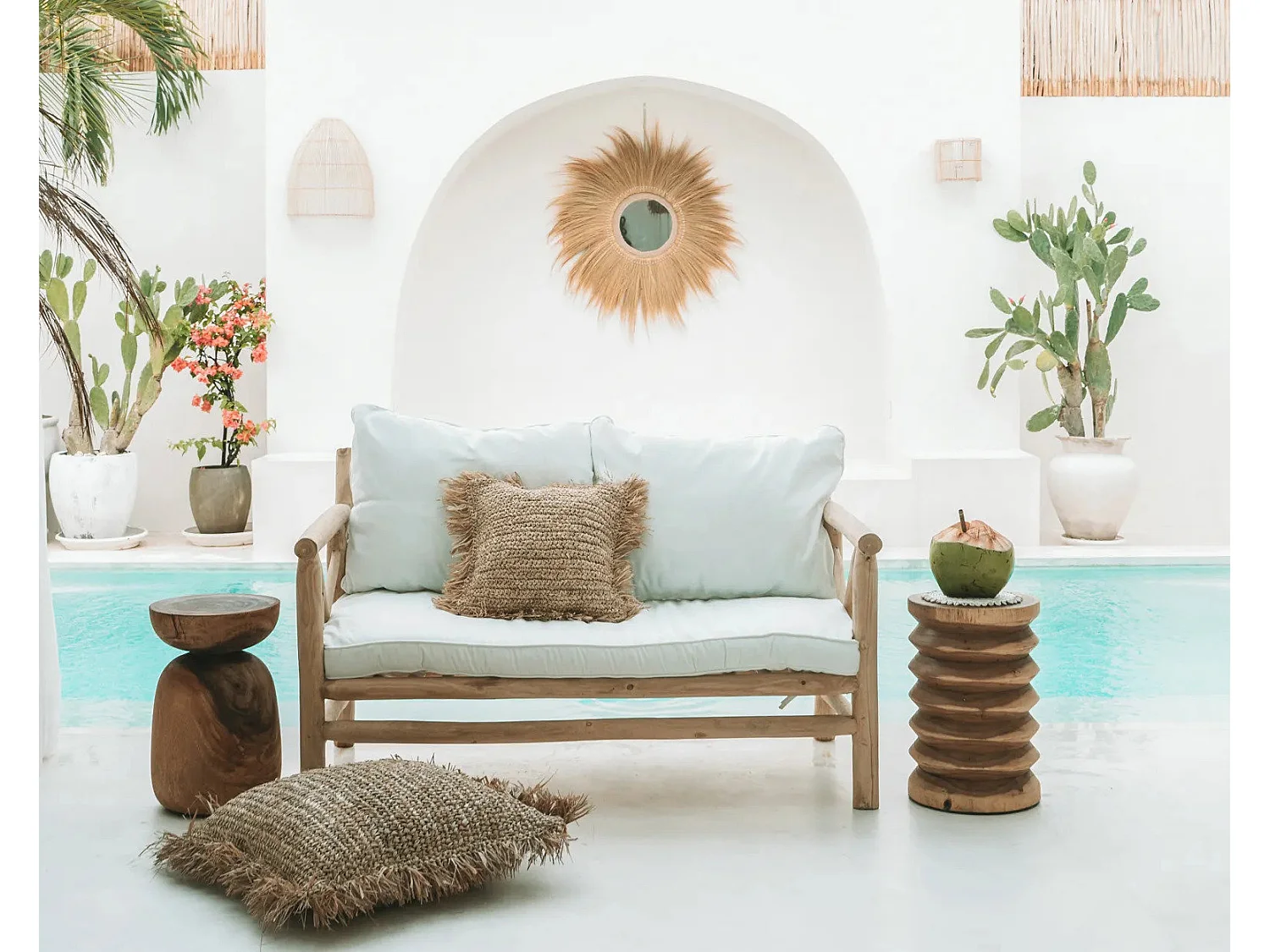 La Funda Cojí­n de Rafia Cuadrada - Natural - 60x60