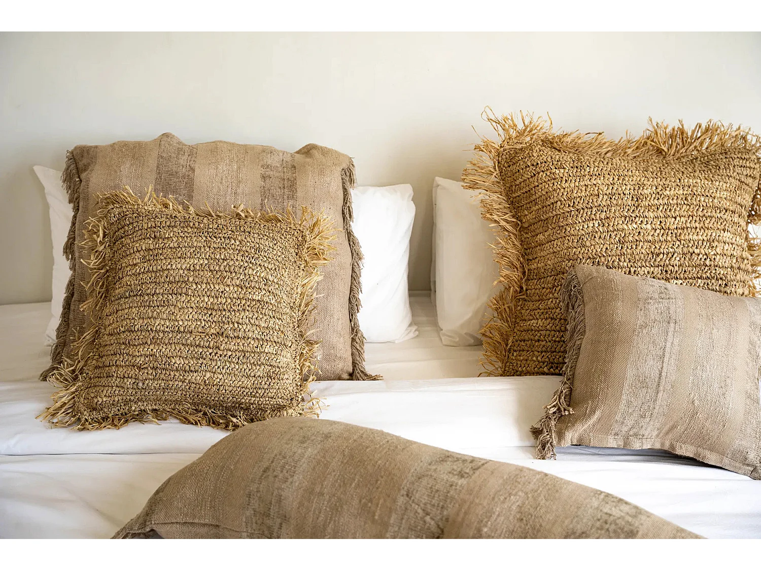 La Housse De Coussin Raffia Carré - Naturel - 40x40