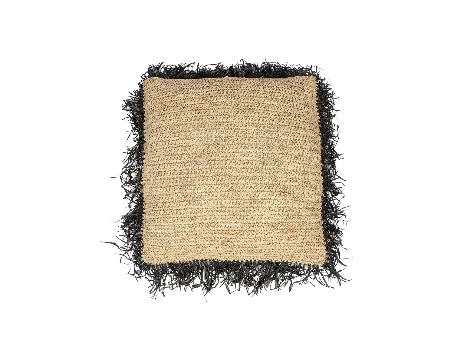 La Housse De Coussin En Raphia - Naturel Noir - 60x60