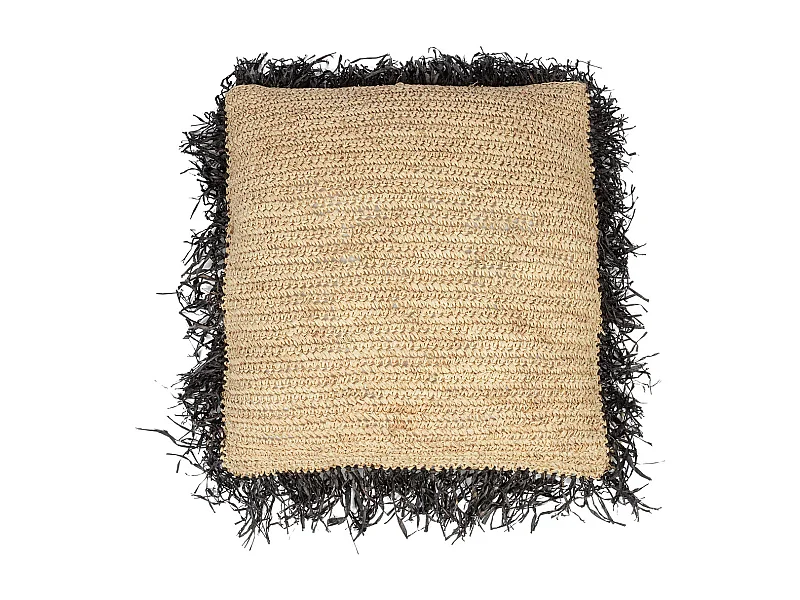 La Housse De Coussin En Raphia - Naturel Noir - 60x60