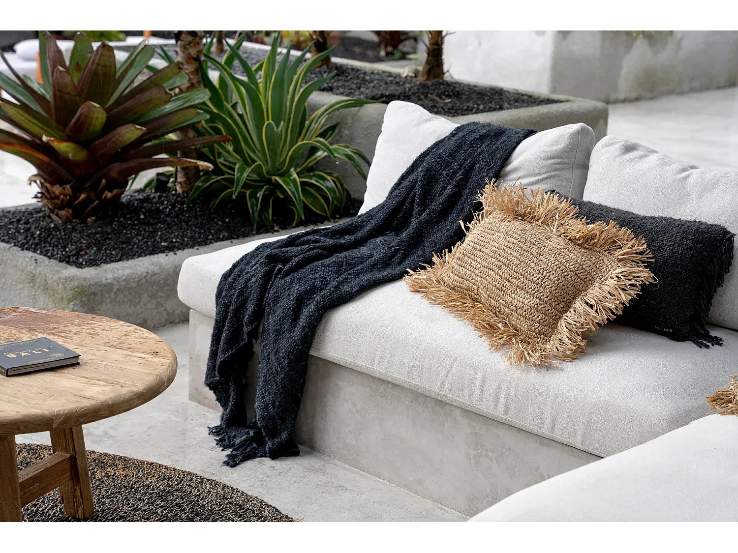 La Housse De Coussin En Raphia Rectangulaire - Naturelle - 30x50