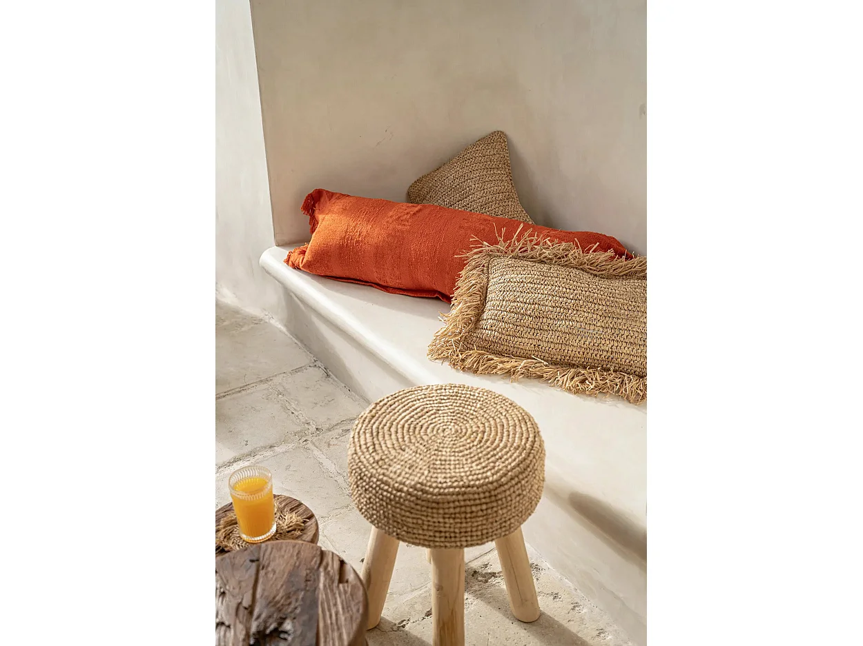 La Housse De Coussin En Raphia Rectangulaire - Naturelle - 30x50