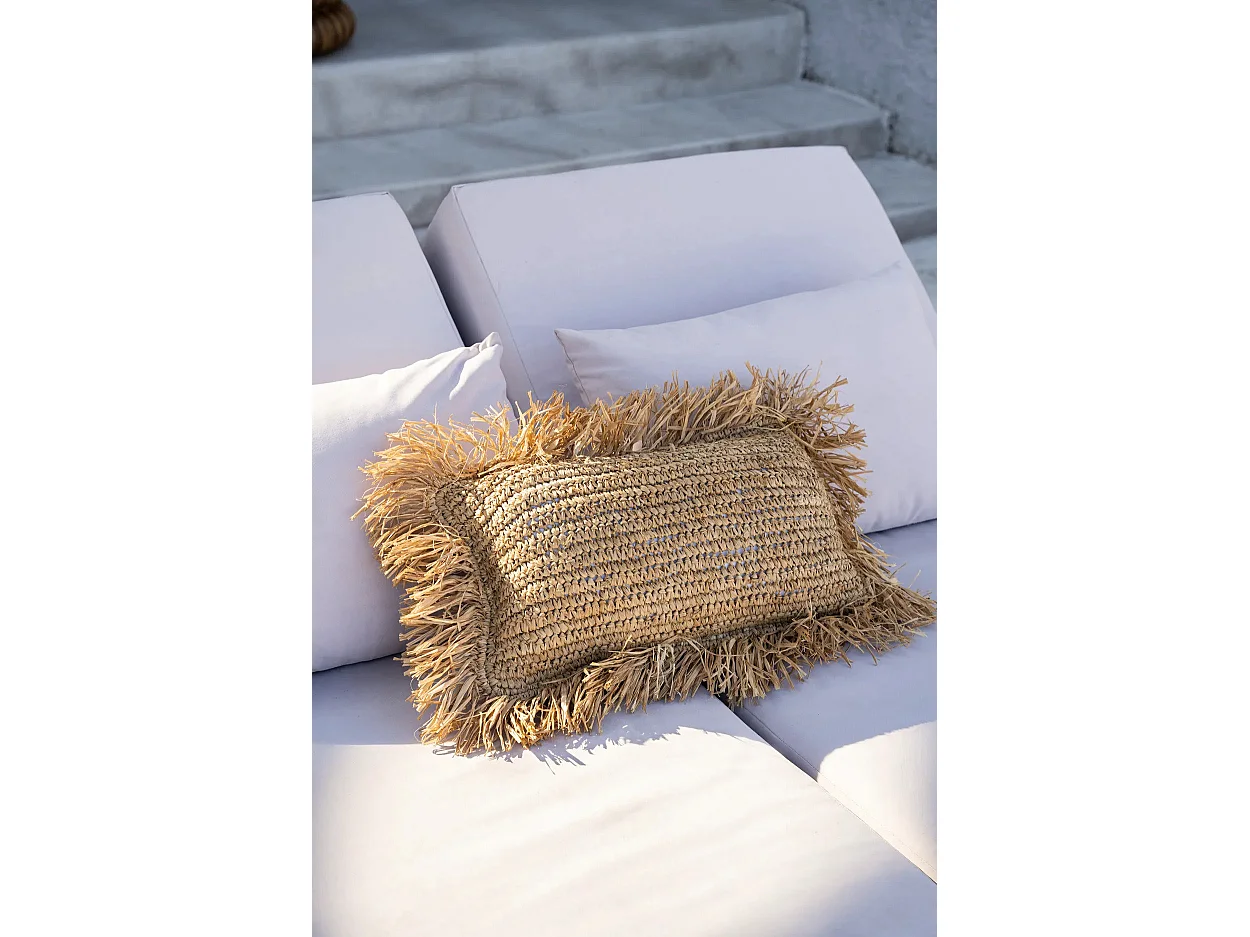 La Funda De Cojín De Rafia Rectangular - Natural - 30x50
