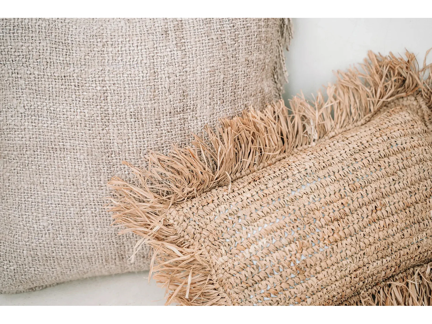 La Funda De Cojín De Rafia Rectangular - Natural - 30x50