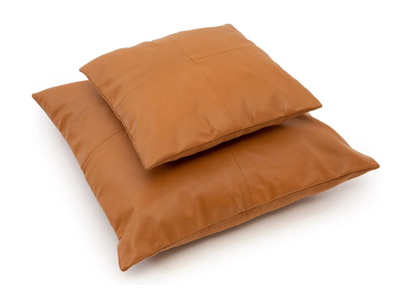 De Four Panel Leather Kussenhoes - Camel - 40x40