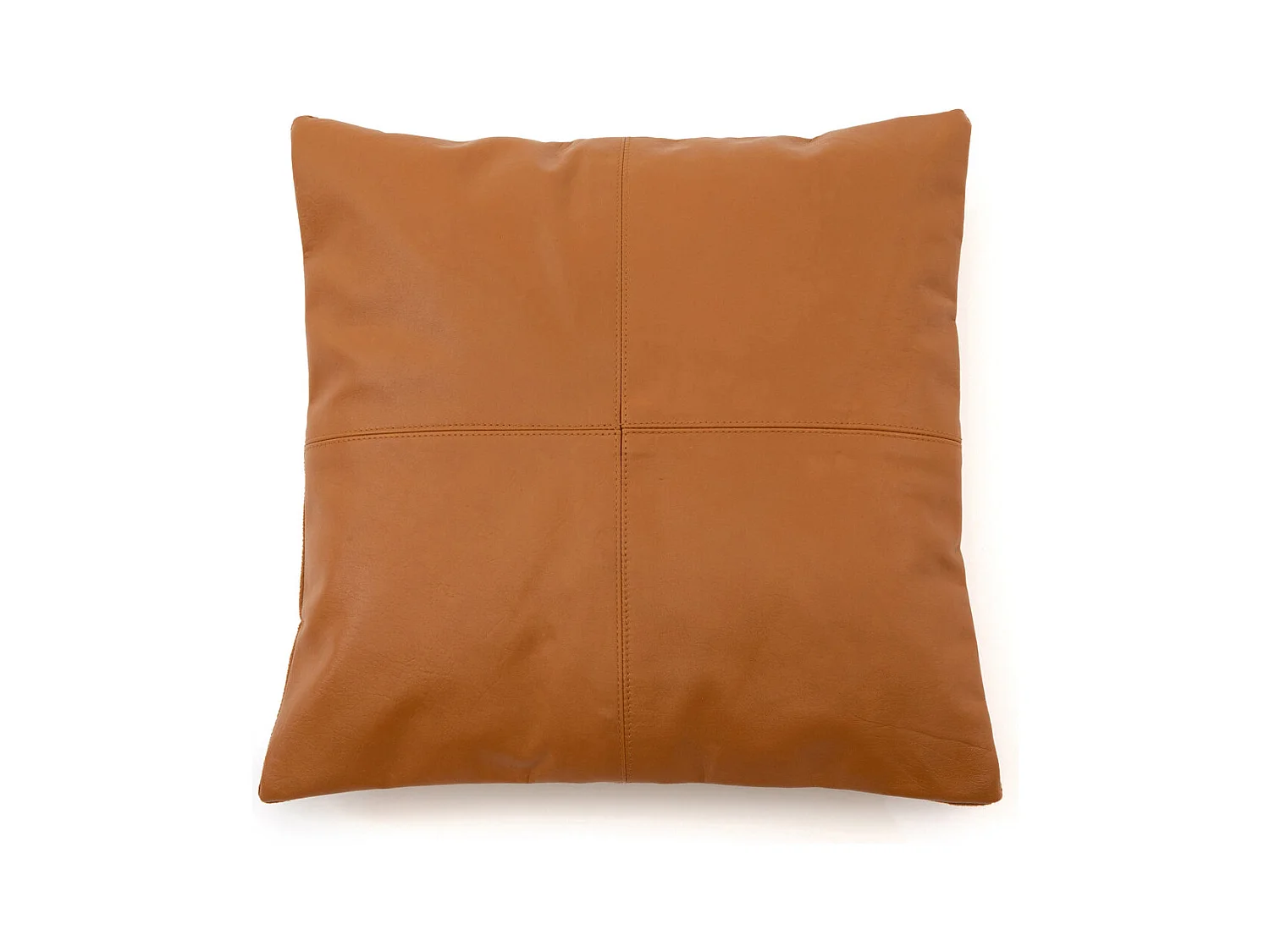 La Housse de Coussin Four Leather Panel - Camel - 40x40