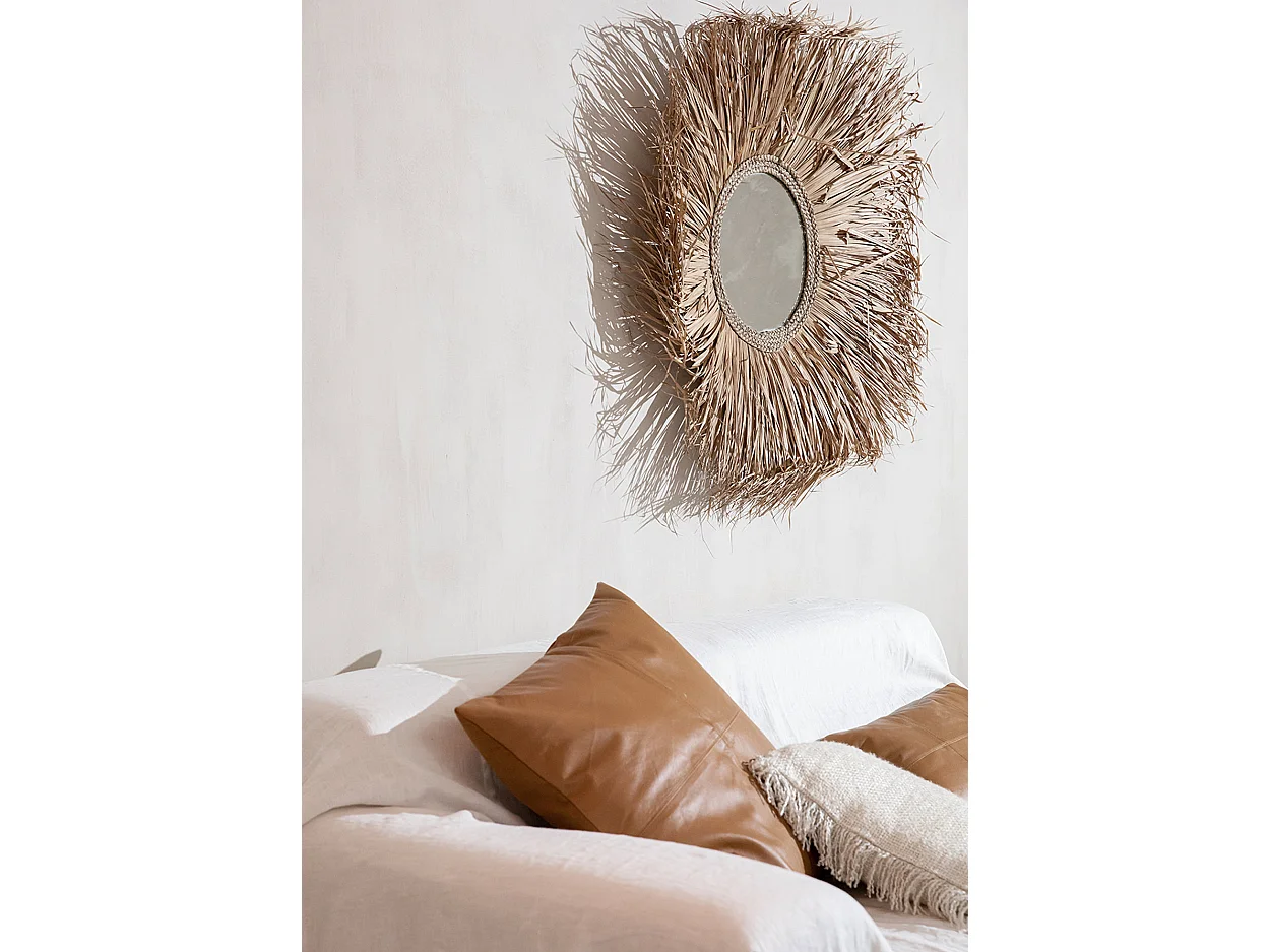 La Housse de Coussin Four Leather Panel - Camel - 40x40