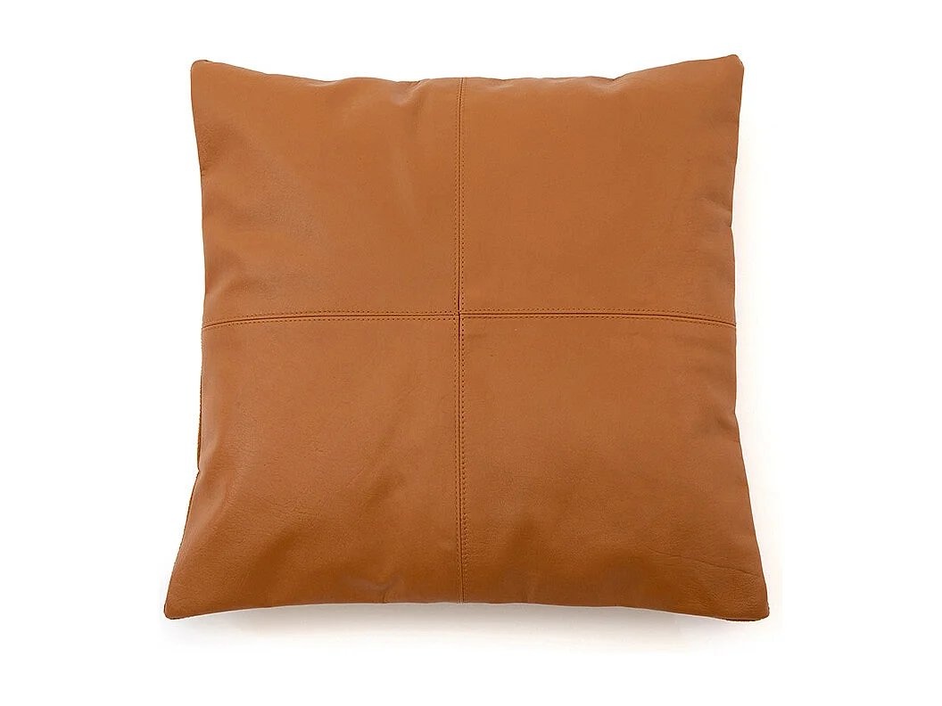 La Housse de Coussin Four Leather Panel - Camel - 40x40