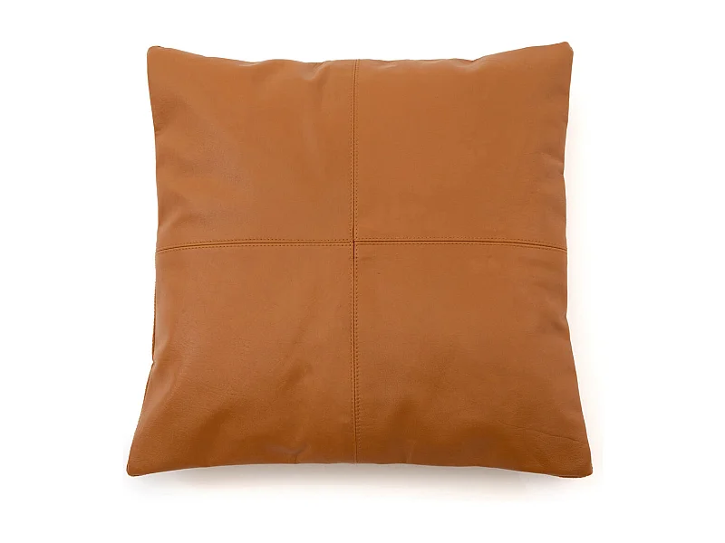 La Housse de Coussin Four Leather Panel - Camel - 40x40
