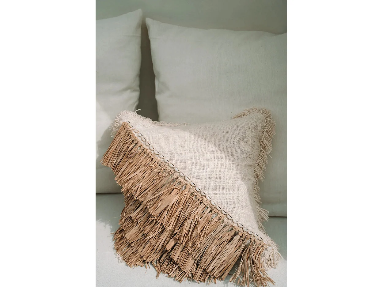 La Housse de Coussin Raffia Cotton - Blanc Naturel - 40x40