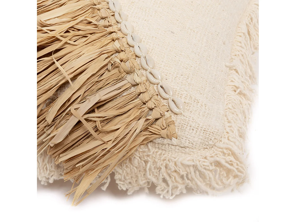 Der Raffia Baumwoll Kissenbezug - Natur Weiss - 60x60