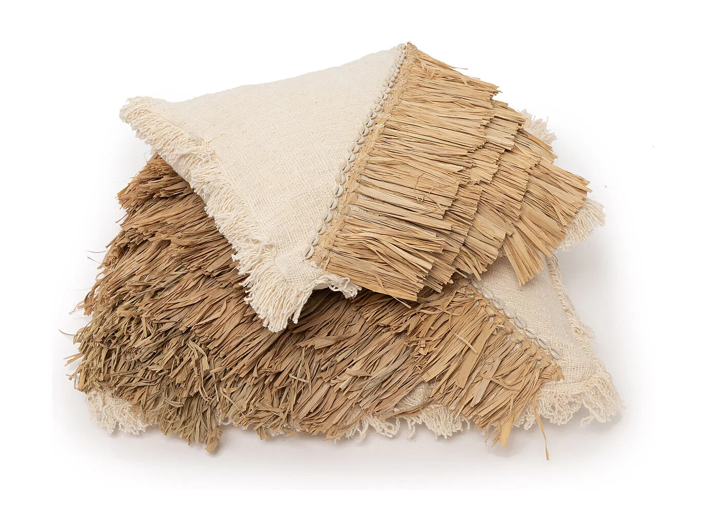 Der Raffia Baumwoll Kissenbezug - Natur Weiss - 60x60