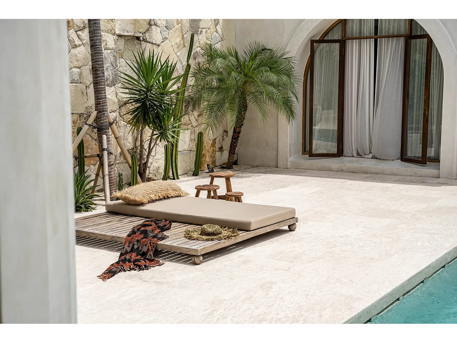 La Housse De Coussin Raffia Carré - Naturel - 35x100