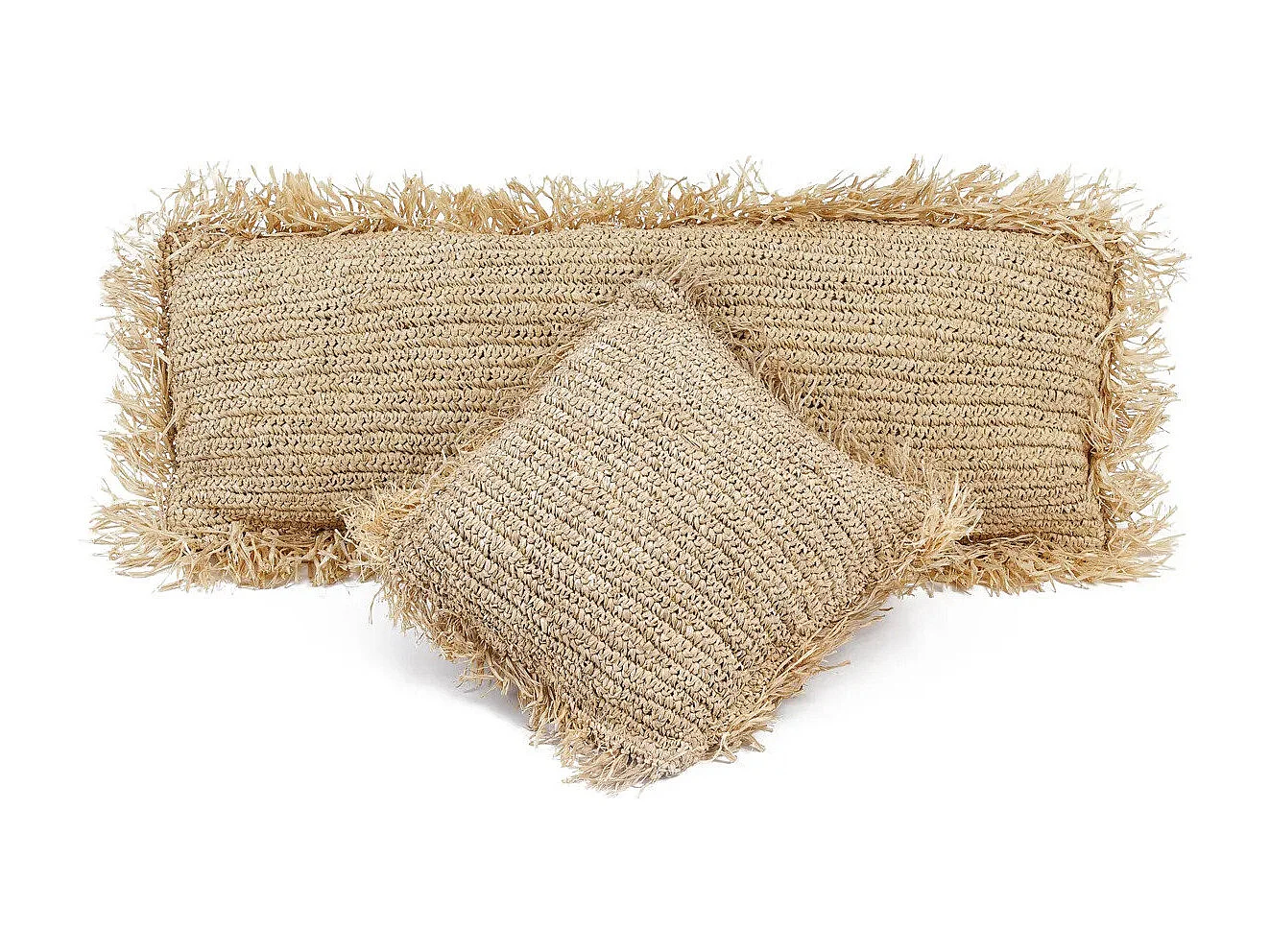 La Housse De Coussin Raffia Carré - Naturel - 35x100