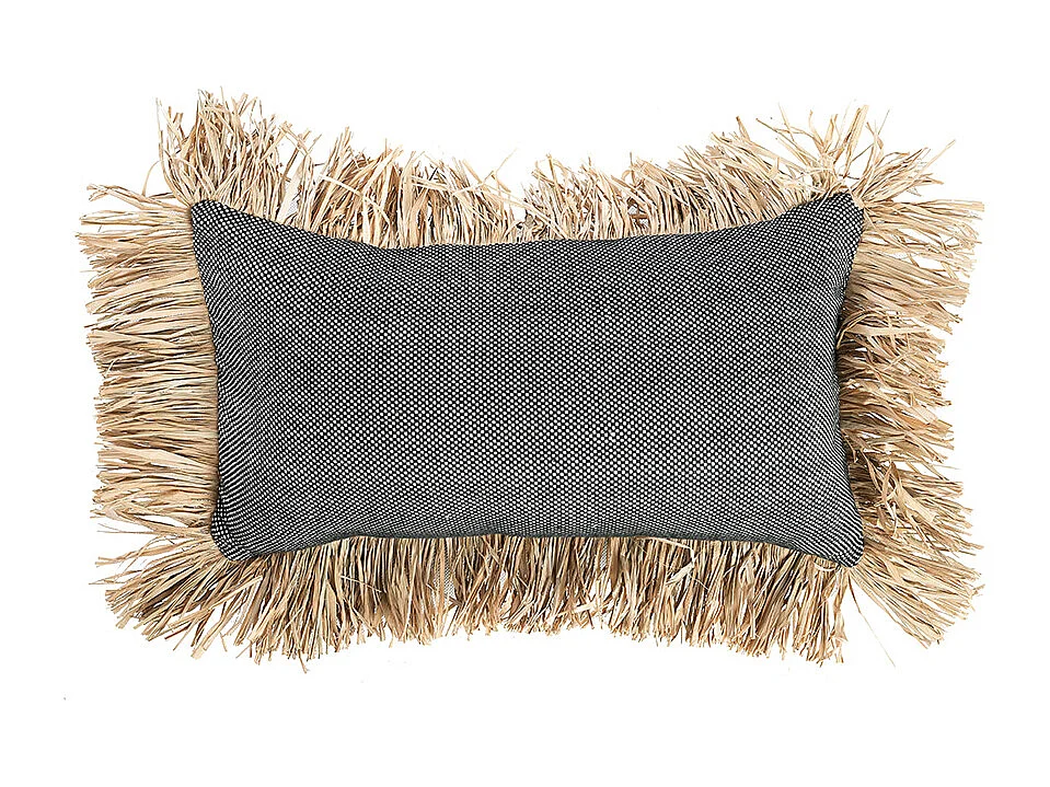 De Cotton Bonita Kussenhoes - Zwart Naturel - 30x50