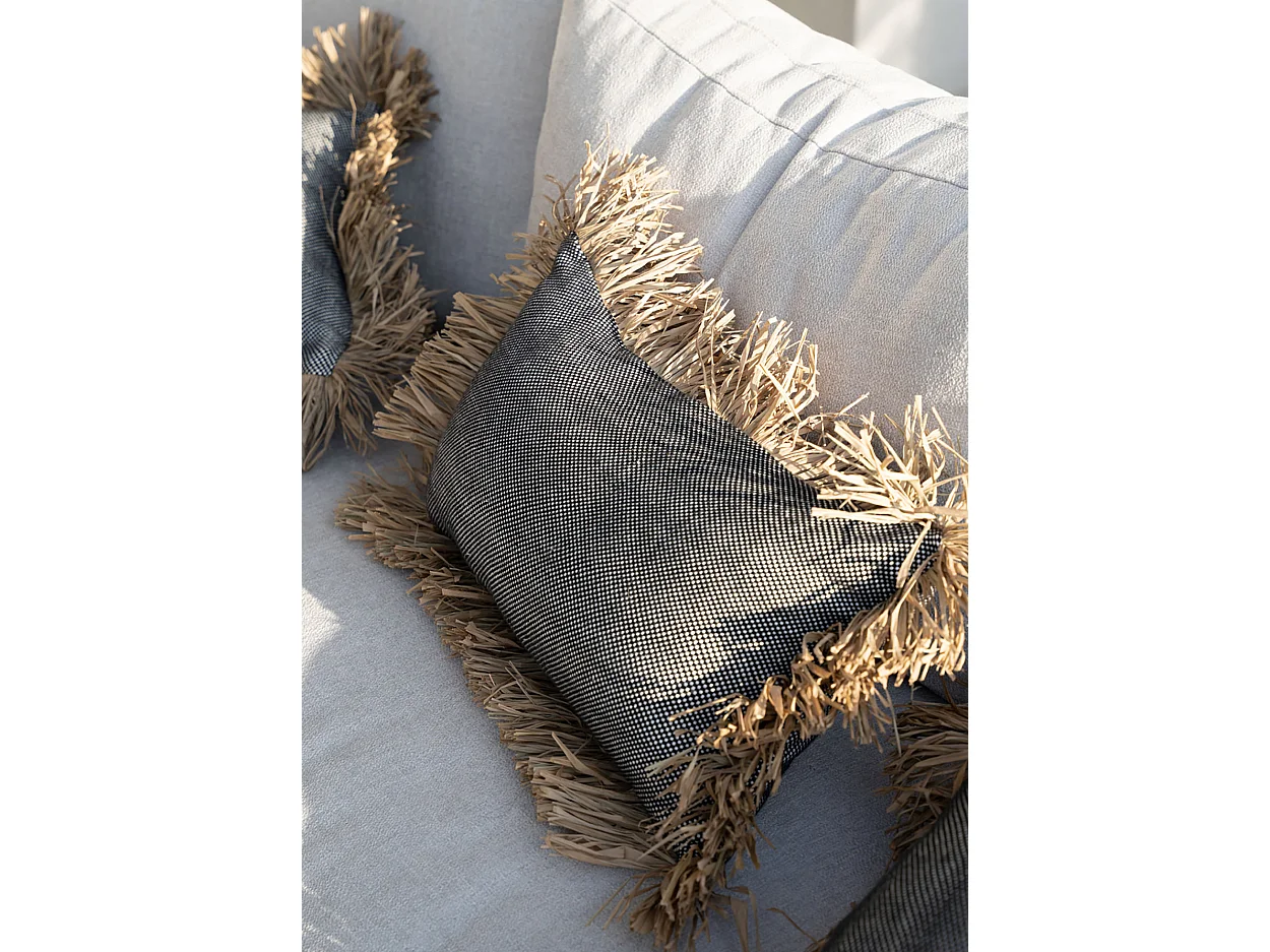 De Cotton Bonita Kussenhoes - Zwart Naturel - 30x50