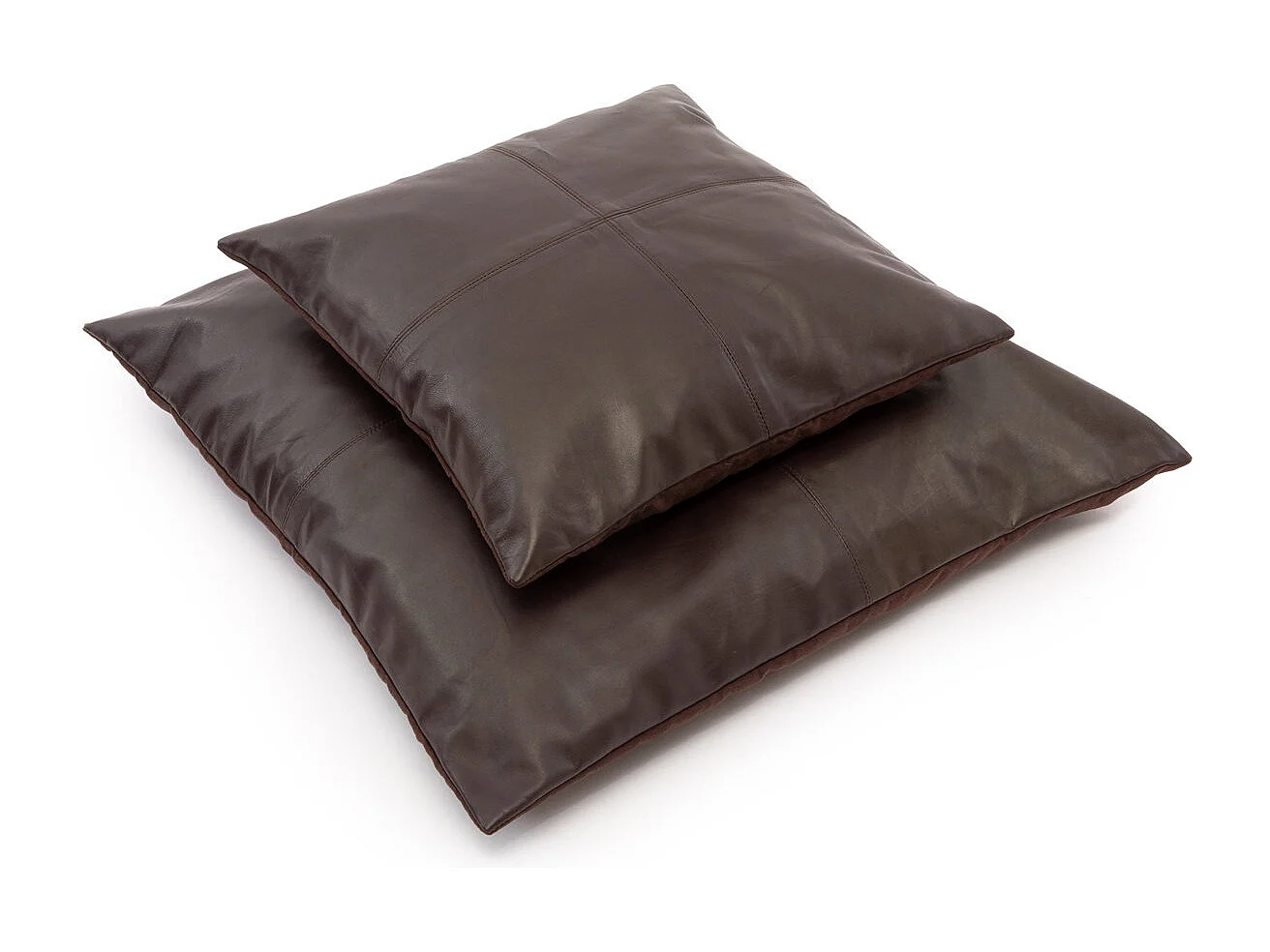 Fodera per Cuscino Quattro Pannelli di Cuoio - Cioccolato - 40x40