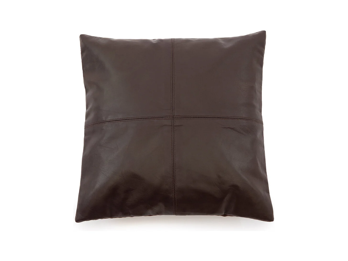 La Housse de Coussin Four Leather Panel - Chocolat - 40x40