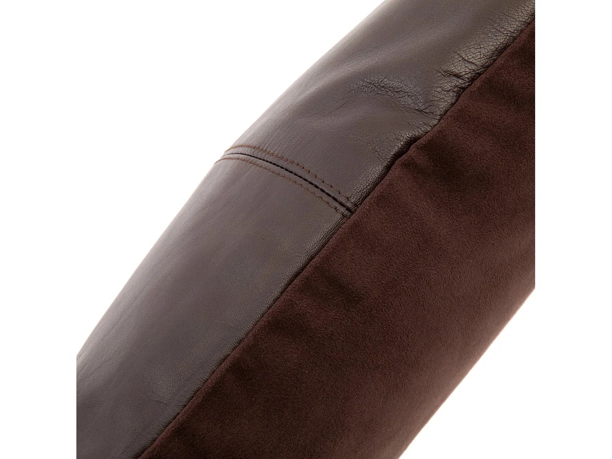 La Housse de Coussin Four Leather Panel - Chocolat - 40x40