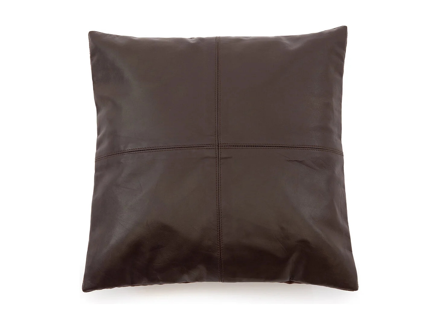 La Housse de Coussin Four Leather Panel - Chocolat - 40x40