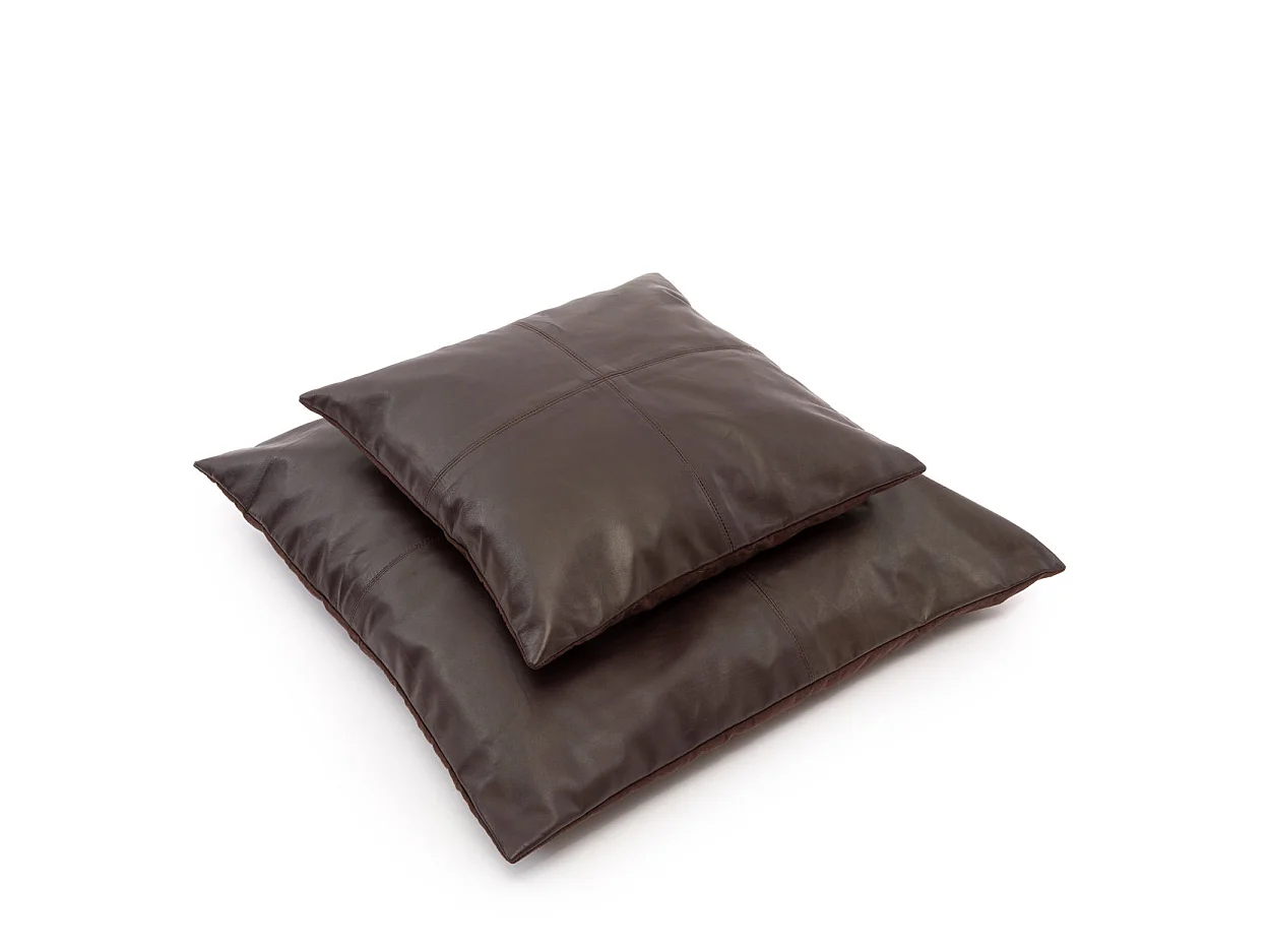 The Four Panel Leather Cushion Cover - Choco - 40x40