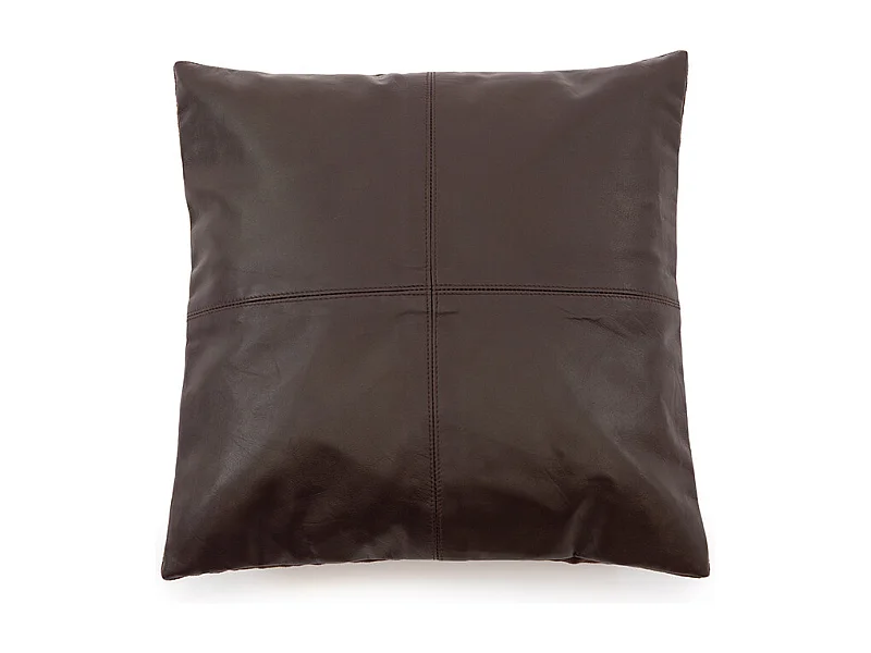 La Housse de Coussin Four Leather Panel - Chocolat - 40x40